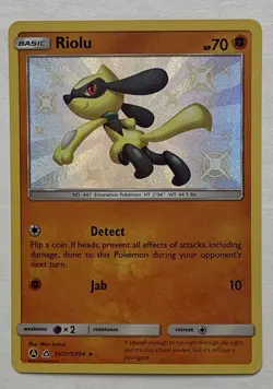 Pokemon Hidden Fates Riolu SV21/SV94 Shiny Vault Shiny Holo Rare NM - Image 1
