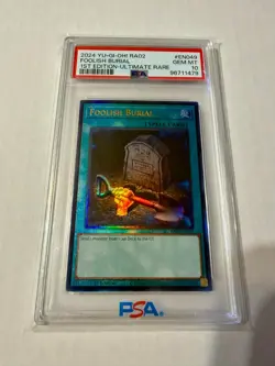 Yu Gi Oh! FOOLISH BURIAL RA02-EN049 PSA 10 POP 3 1st Edition-Ultimate Rare - Image 1