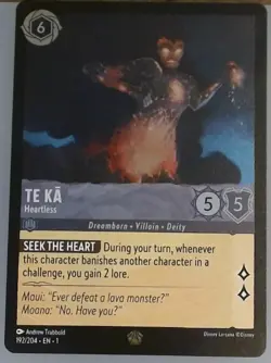 Disney Lorcana The First Chapter EN1-Te Ka Heartless 192/204 Cold Foil - Image 1