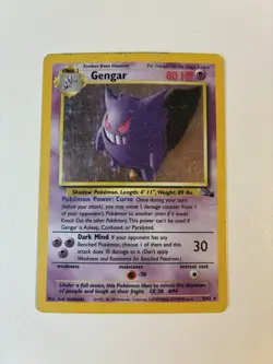Gengar 5/62 Fossil Holo Pokemon TCG WOTC Card HP Vintage Holo - Image 1