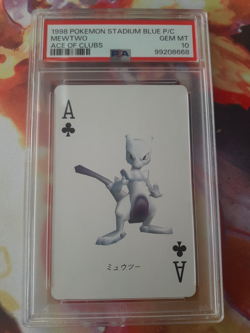 1999 Pokemon Mewtwo Ace of Clubs Stadium Blue 3D Playing Card PSA 10 Gem Mint👁 - Image 1