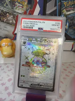 2024 Pokemon Paldean Fates #212 Forretress EX Shiny Ultra PSA 10 Graded Card - Image 1