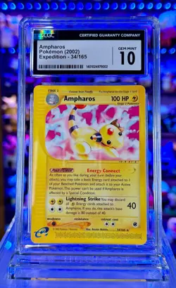 Ampharos 34/165 Non-Holo CGC 10 Expedition Base Set Graded Pokemon Card - Image 1