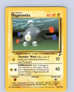 Pokemon TCG Magnemite 79/130 Base Set 2 Unlimited Common Card WOTC LP-NM - Image 1