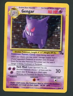 Gengar 5/62 Fossil Holo Pokemon Card Rare Unlimited LP - Image 1