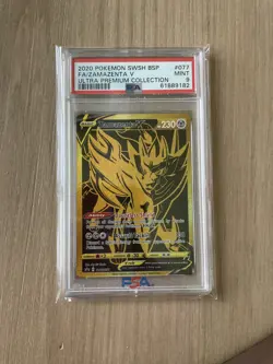 Gold Full Art Zamazenta V SWSH077 PSA 9 Pokemon Card - Image 1