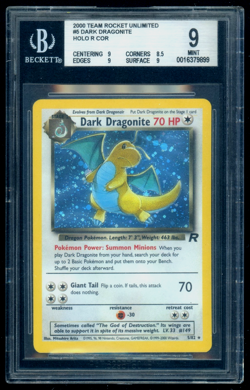 2000 Pokemon Rocket Unlimited #5 Dark Dragonite Holo BGS 9 Mint - Image 1