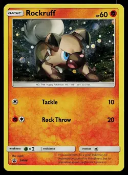 Pokemon Card Sun & Moon Promo Rockruff SM06 Holo - Image 1