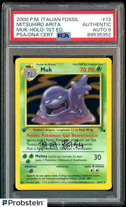Mitsuhiro Arita Signed 2000 Pokemon Fossil Italian Muk Holo 1st PSA/DNA AUTO 9 - Image 1