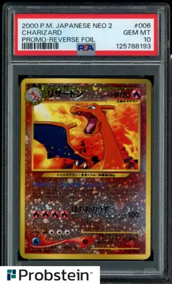 2000 Pokemon Japanese Neo 2 Promo #006 Charizard Reverse Foil PSA 10 GEM MINT - Image 1