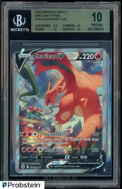 2022 Pokemon SWSH Brilliant Stars #154 FA Charizard V BGS 10 PRISTINE - Image 1