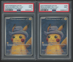 Lot of (2) Pokemon SVP EN Pokemon X Van Gogh Pikachu with Grey Felt Hat PSA 9 - Image 1