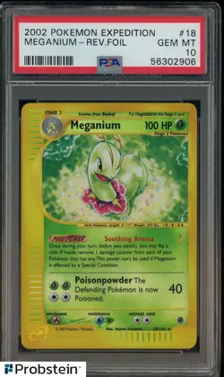 2002 Pokemon Expedition #18 Meganium Reverse Foil PSA 10 GEM MINT - Image 1