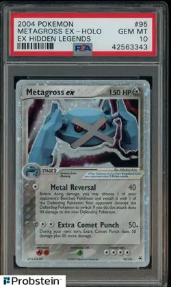 2004 Pokemon Ex Hidden Legends #95 Metagross Ex Holo PSA 10 GEM MINT - Image 1