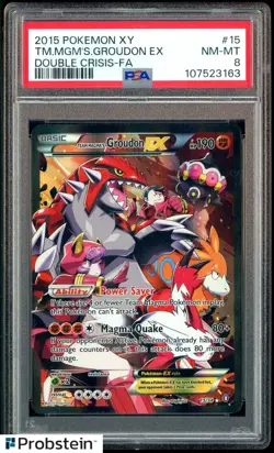 2015 Pokemon XY Double Crisis Team Magma's Groudon Full Art #15 PSA 8 - Image 1
