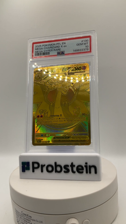 2025 Pokemon PFL En Mga Hyper Rare #130 Mega Charizard X Ex PSA 10 GEM MINT - Image 2