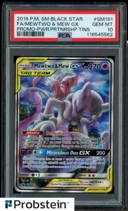 2019 Pokemon JPN Black Star Promo #SM191 Mewtwo & Mew Gx FA PSA 10 GEM MINT - Image 1