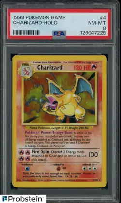 1999 Pokemon Game #4 Charizard Holo PSA 8 NM-MT - Image 1