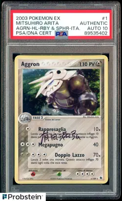 Mitsuhiro Arita Signed 2003 Pokemon Ex #1 Aggron Holo Italian PSA/DNA AUTO 10 - Image 1