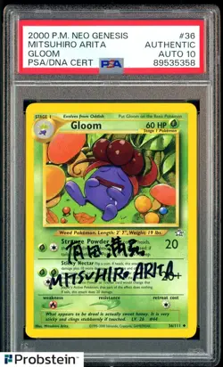 Mitsuhiro Arita Signed 2000 Pokemon Neo Genesis #36 Gloom PSA/DNA AUTO 10 - Image 1