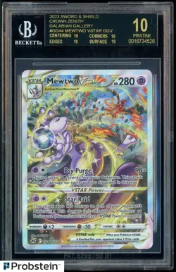 2023 Pokemon SWSH Crown Zenith Galarn Glry GG44 Mewtwo Vstar BGS 10 BLACK LABEL - Image 1