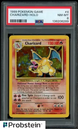 1999 Pokemon Game #4 Charizard Holo PSA 8 NM-MT - Image 1