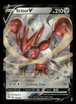 Scizor V 118/189 NM V Rare Holo Darkness Ablaze 2020 Pokemon TCG - Image 1
