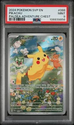 2024 POKEMON SVP EN-SV BLACK STAR PROMO PALDEA ADVENTURE CHEST PIKACHU PSA 9 - Image 1