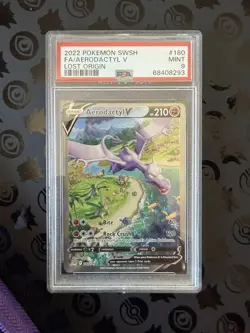 2022 Pokemon Sword Shield Lost Origin Aerodactyl V Alt Art 180/196 PSA 9 - Image 1