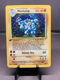 Pokemon TCG Machamp Holo 1st Edition Base Set #8/102 Holo Rare VTG WOTC - Image 1