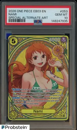 2026 One Piece EB03 Heroines Edition Special Alternate Art EN #053 Nami PSA 10 - Image 1