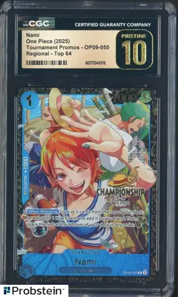 2025 One Piece Tournament Promos #OP09-050 Nami Regional Top 64 CGC 10 PRISTINE - Image 1