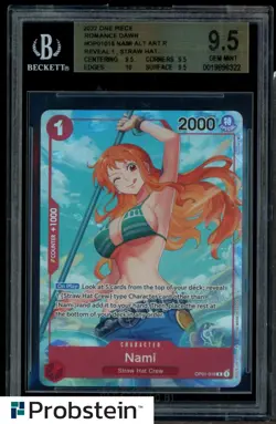 2022 One Piece OP01-Alternate Art #016 Nami Pre-Errata Alpha BGS 9.5 GEM MINT - Image 1