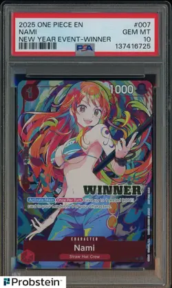 2025 One Piece EN #007 Nami New Year Event Winner PSA 10 GEM MINT - Image 1