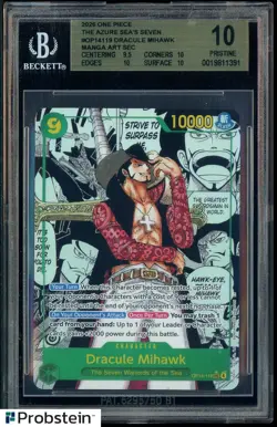 2025 One Piece The Azure Sea's Seven JPN #OP14119 Dracule Mihawk Manga BGS 10 - Image 1