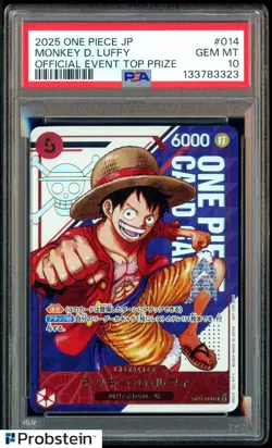 2025 ONE PIECE JPN PROMOS OFFICIAL EVENT TOP PRIZE #014 MONKEY D. LUFFY PSA 10 - Image 1