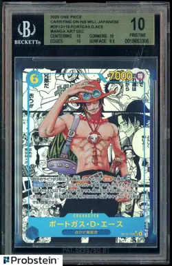 2025 One Piece Carrying on His Will Japanese OP13119 Portgas D. Ace Manga BGS 10 - Image 1