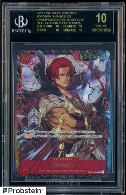 2025 ONE PIECE EN OP09 #004 SHANKS CHAMPIONSHIP 25-26 TOP 8 BGS 10 BLACK LABEL - Image 1