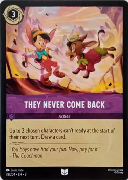 78/204 THEY NEVER COME BACK EN8 UNCOMMON DISNEY LORCANA CARD - Image 1