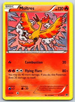 Moltres - XY - Fates Collide 9/124 Vintage Pokemon Card LP - Image 1