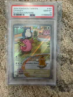 Chansey #187 Twilight Masquerade IR PSA 10 Pokemon Card - Image 1