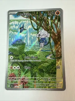 Pokemon TCG Meditite Stellar Crown 153/142 Illustration Rare Card NM Condition - Image 1