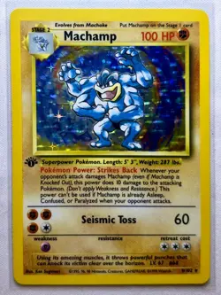 Machamp (1st Edition) 8/102 Base Holo Rare Vintage *NM* Raw - Pokemon Card TCG - Image 1