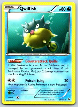 Qwilfish - XY - Flashfire 21/106 Vintage Pokemon Card LP - Image 1