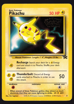 Pikachu 4 Black Star Promo WB First Movie Gold Stamp Pokemon TCG Card MP - Image 1