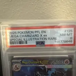 2025 Pokemon PFL Mega Charizard X ex Special Illustration Rare #125/094 PSA 8 - Image 4