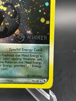 2004 POKEMON EX RUBY METAL ENERGY SWIRL HOLO LEAGUE WINNER 94/109 Rare Stamped - Image 5