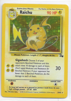 Pokemon Fossil Raichu Holo Foil TCG # 14/62 NM-MT Never Played With - Image 1