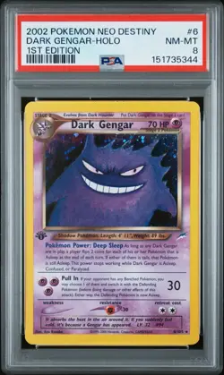 Pokemon Dark Gengar Neo Destiny 1st Edition Holo Rare #6 PSA 8 NM-MT - Image 1