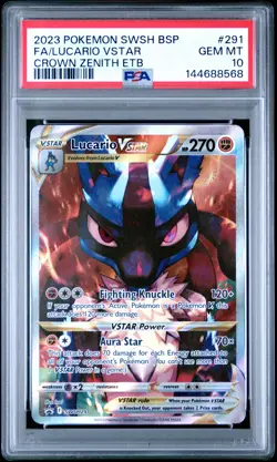 2023 POKEMON SWSH BLACK STAR PROMO #291 FULL ART/LUCARIO VSTAR PSA 10 - Image 1